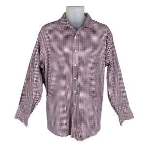 Tommy Hilfiger Mens XL Red White Blue Gingham Long Sleeve Button Shirt Timeless